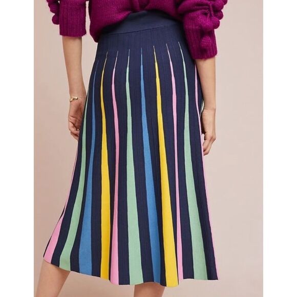 Anthropologie Maeve Multicolor Knit Flare Midi Skirt  Women's Size XL - Picture 5 of 9